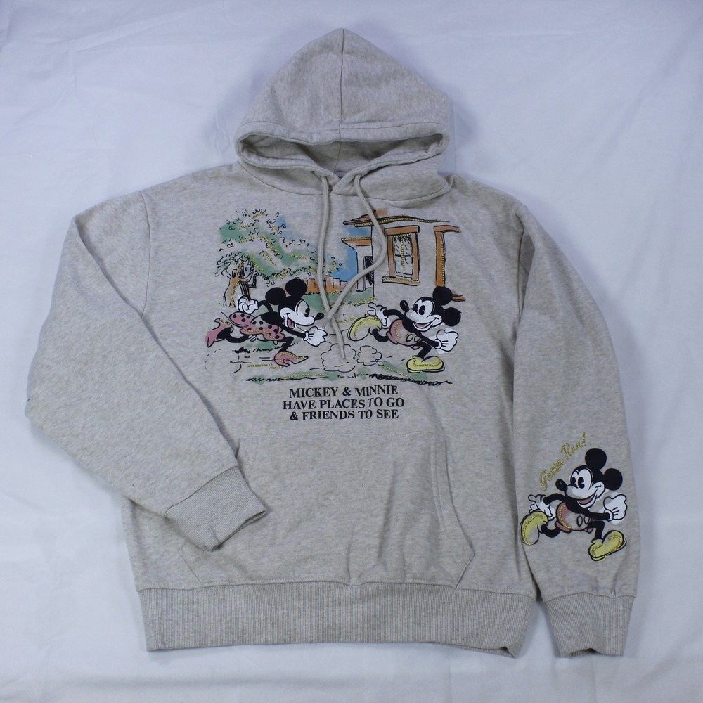 Disney Mickey & Minnie Mouse Hoodie (Beige) — "Places to Go" — Size XS